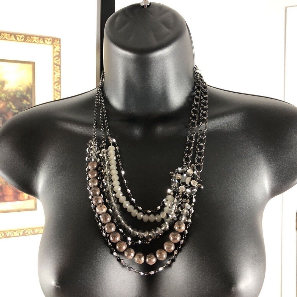 Womens Multilayer‎ Beaded Statement Necklace Multicolor